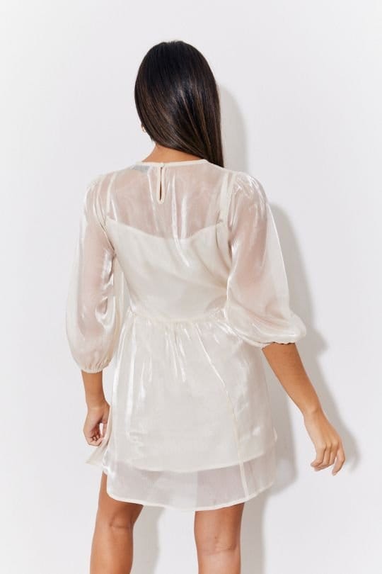 In The Style In The Style Women's Cream Organza Babydoll Mini Dress - 4