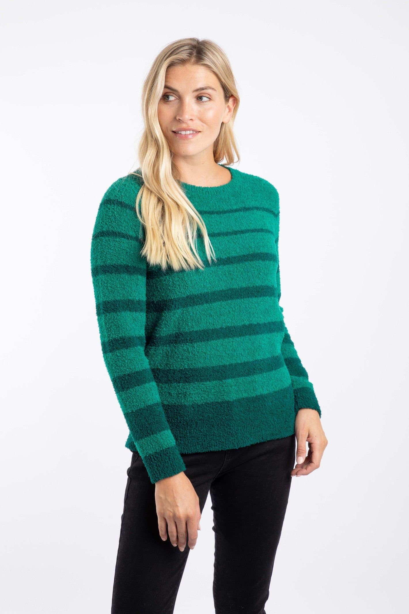 Weird Fish Weird Fish Women's Wanda Cosy Knit Stripe Jumper in Green