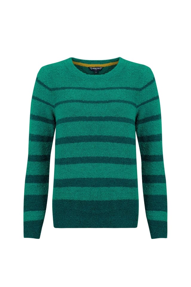 Weird Fish Weird Fish Women's Wanda Cosy Knit Stripe Jumper in Green - 2