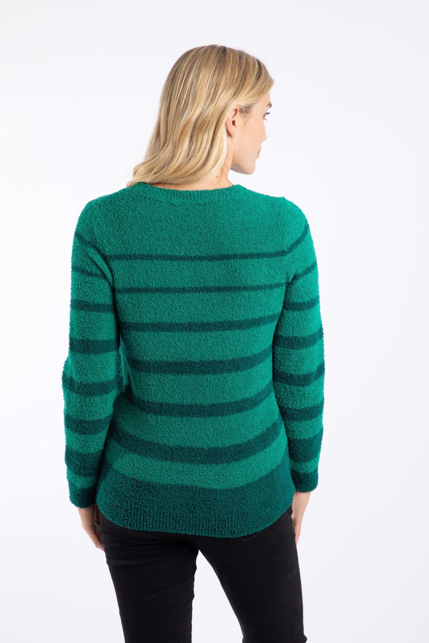 Weird Fish Weird Fish Women's Wanda Cosy Knit Stripe Jumper in Green - 3