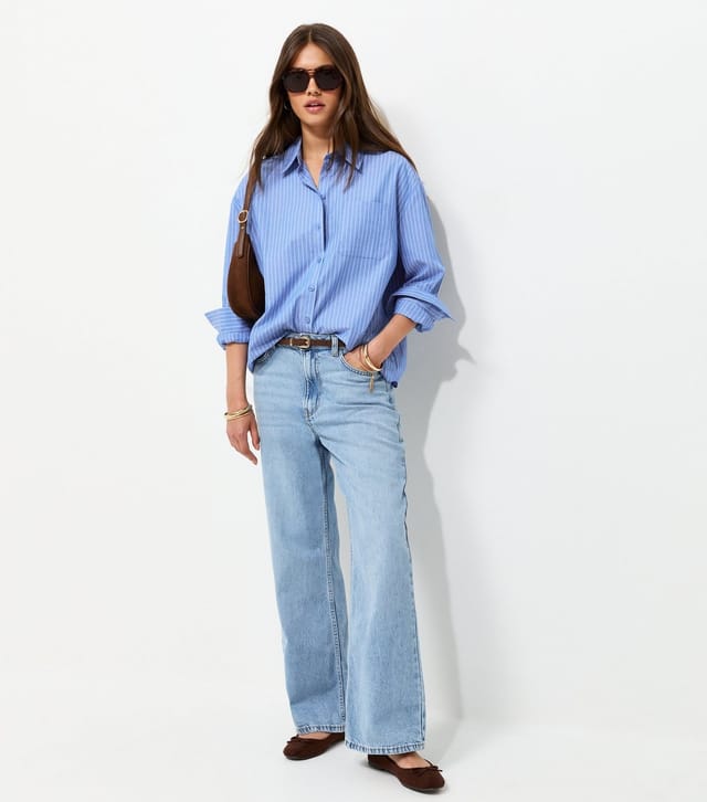 New Look Women's Blue Cotton Striped Oversized Shirt New Look - 3