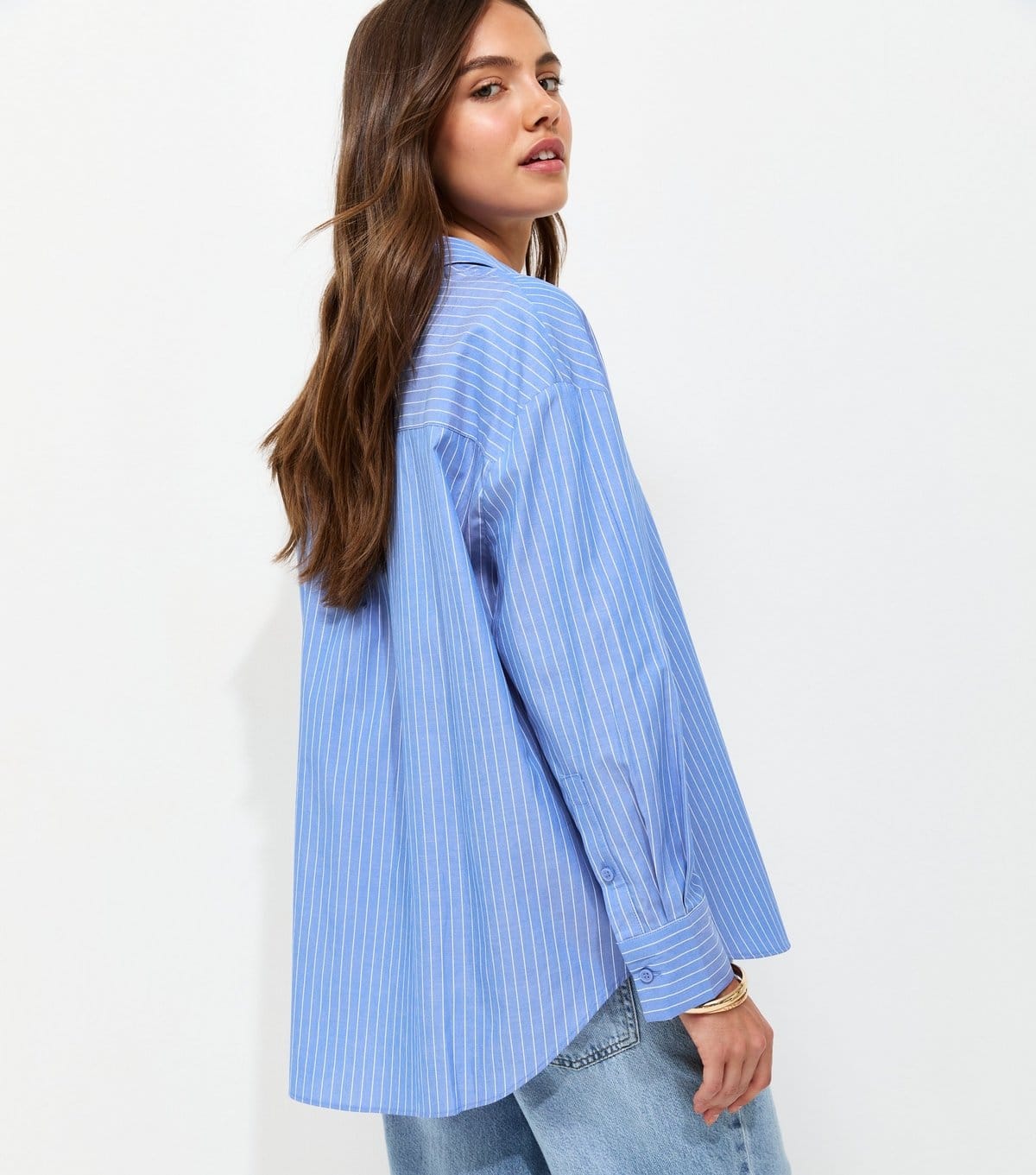 New Look Women's Blue Cotton Striped Oversized Shirt New Look - 4
