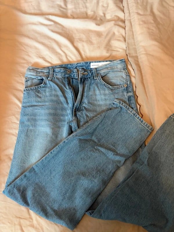 Bershka Light Blue Denim Straight-Leg Jeans