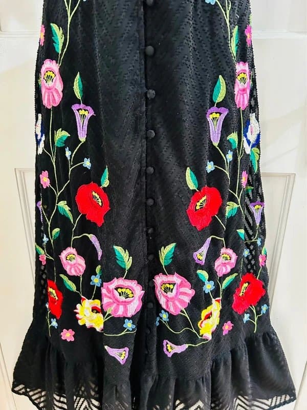 ASOS dobby embroidered button through maxi tea dress bohemian gothic festival hippie 8