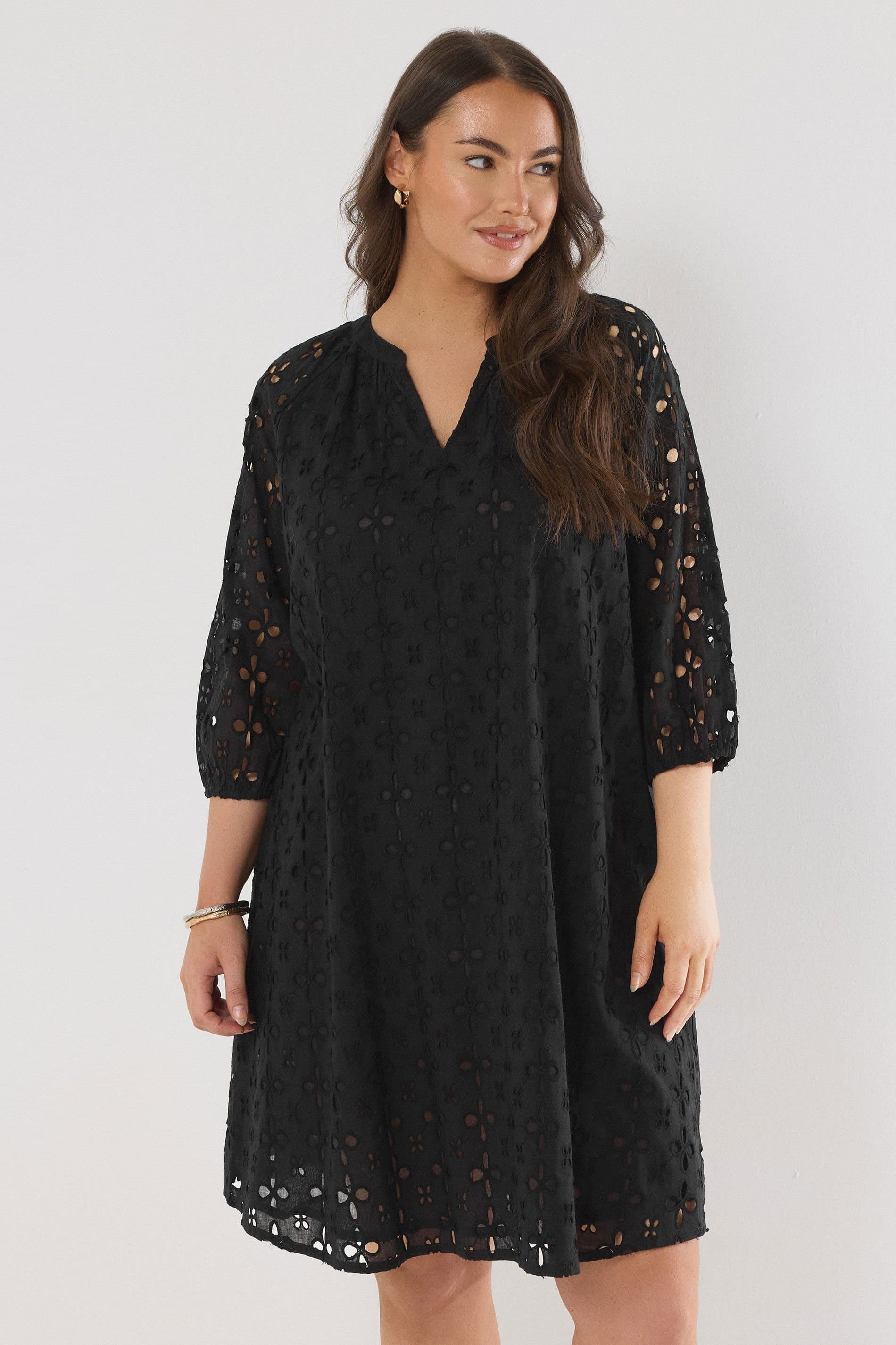 Evans Evans Women's Broderie Swing Dress in Black