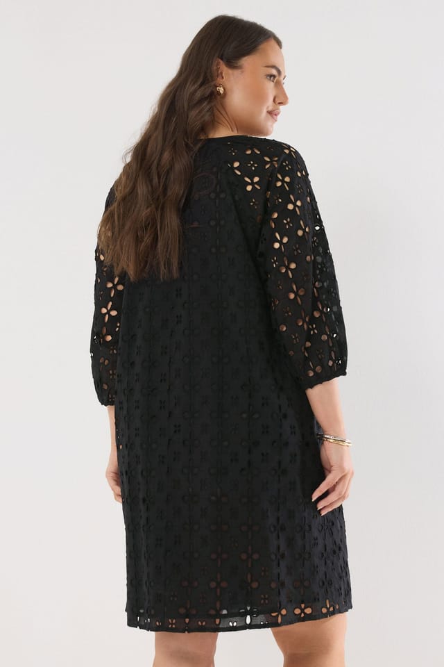 Evans Evans Women's Broderie Swing Dress in Black - 3