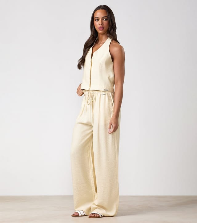 Gym King Women's Light Yellow Wide Leg Trousers Gym King New Look - 2