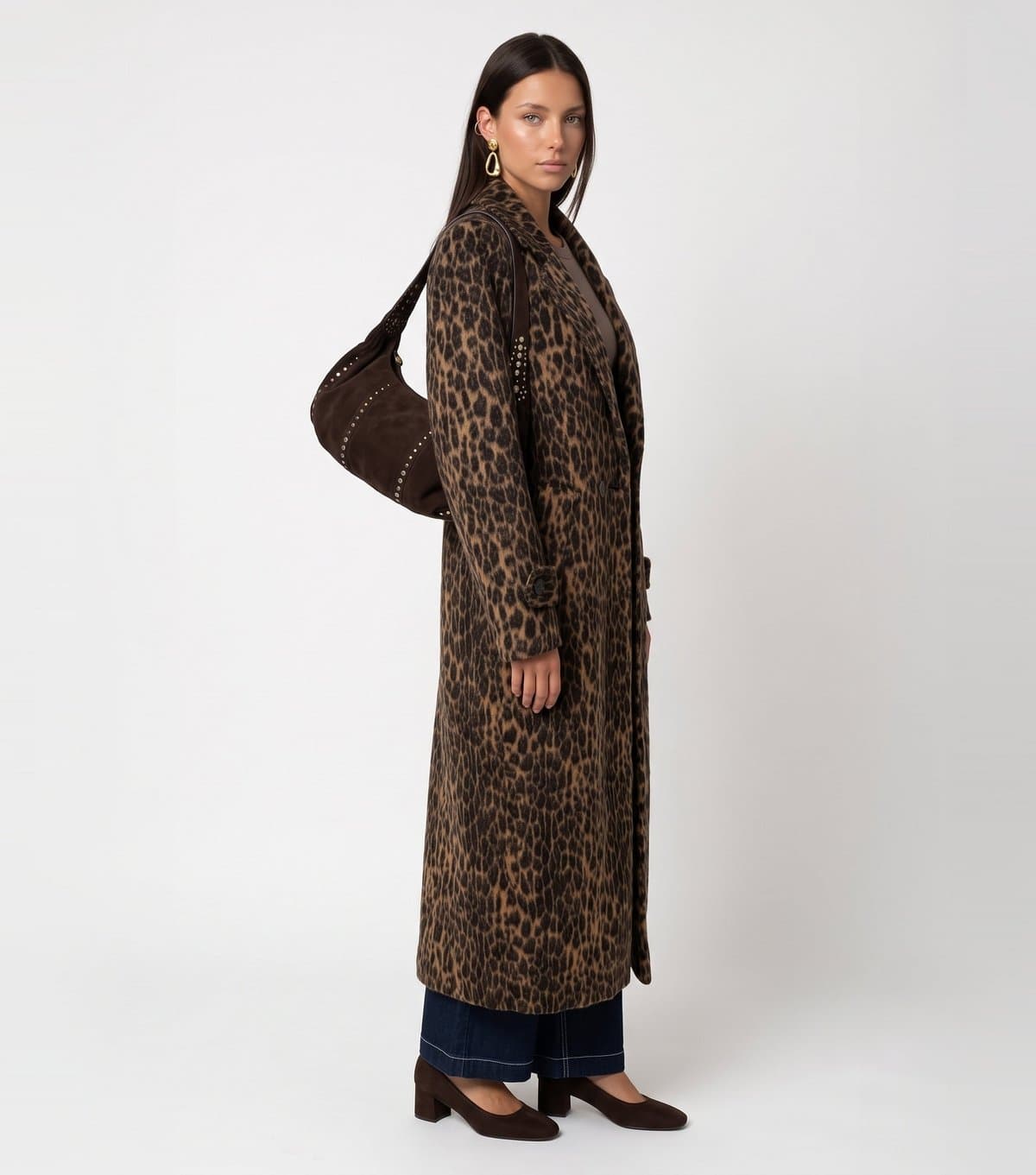 Urban Bliss Women's Petite Brown Leopard Print Long Coat Urban Bliss New Look