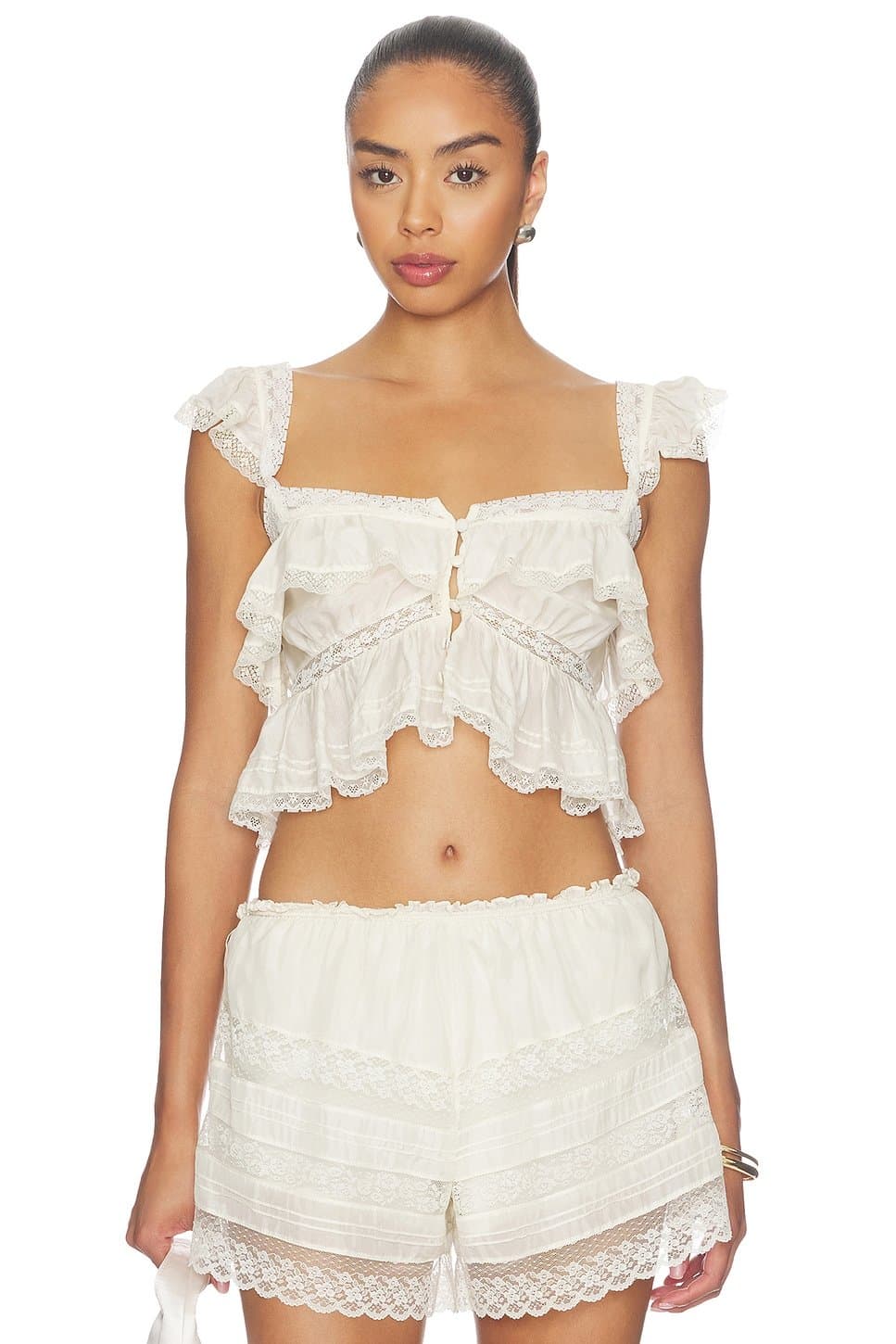 revolve Revolve Ivory Lace Crop Top