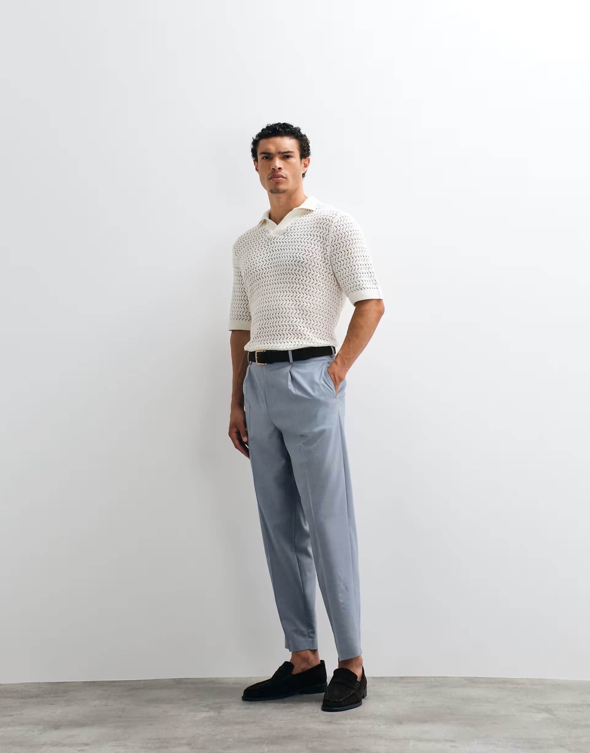 ASOS ASOS DESIGN premium 100% wool tailored relaxed tapered trousers in dusty blue