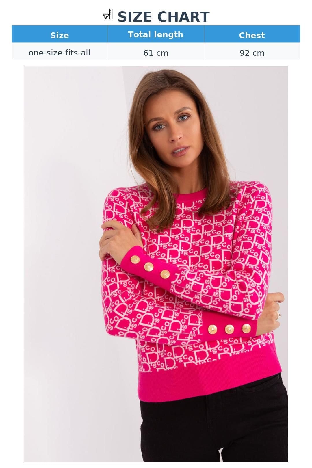 Love Lace Love Lace Women's Round Neck Long Sleeve Sweater with Button Cuffs Style 187543 in Pink - 4