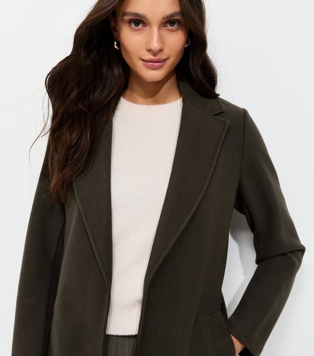 New Look Women's Dark Khaki Open Front Longline Formal Coat New Look - 3