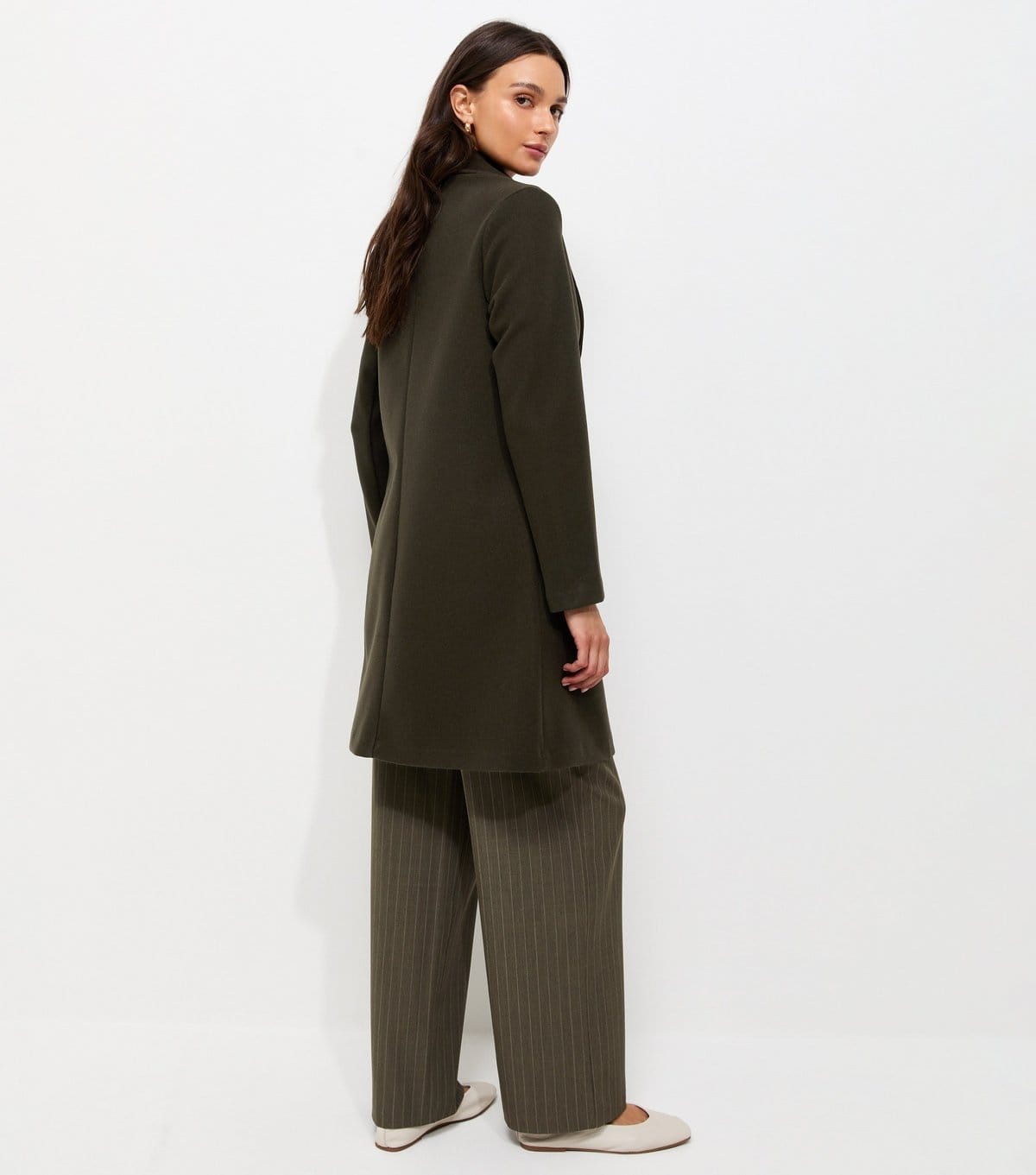 New Look Women's Dark Khaki Open Front Longline Formal Coat New Look - 4