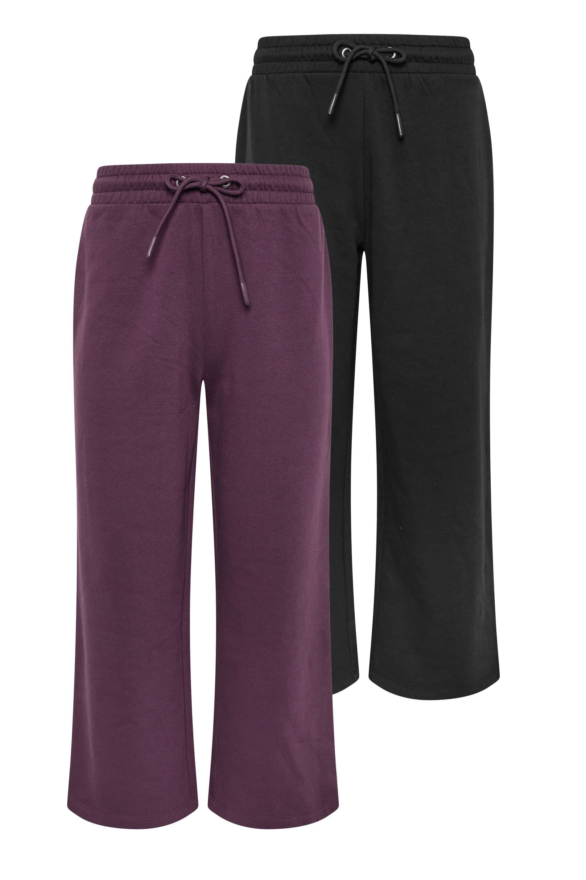 M&Co M&Co Women's Petite 2 Pack Wide Leg Joggers in Purple