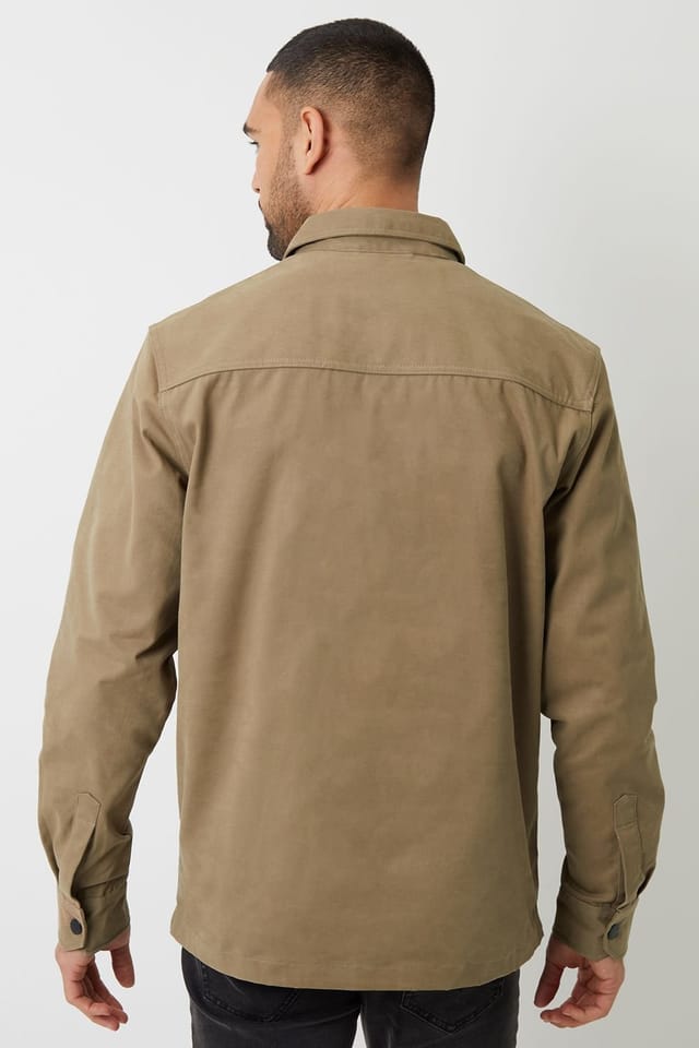 Threadbare Threadbare Men's 'Church' Cotton Twill Button Up Shacket in Stone - 2