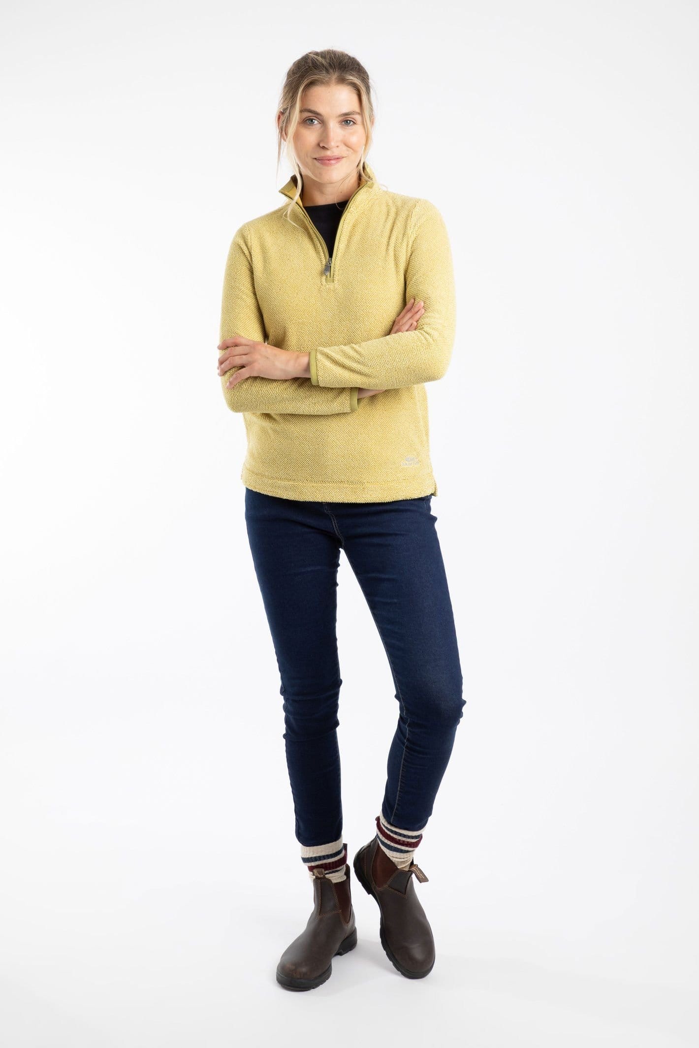 Weird Fish Weird Fish Women's Sarah 1/4 Zip Textured Fleece in Light Green - 4