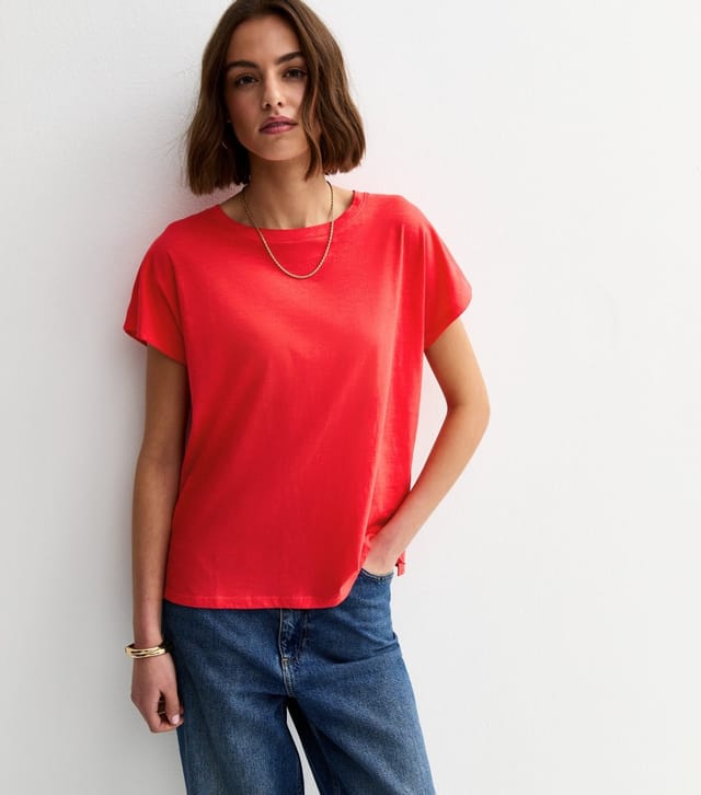 New Look Women's Bright Red Grown On Sleeve T-Shirt New Look - 3