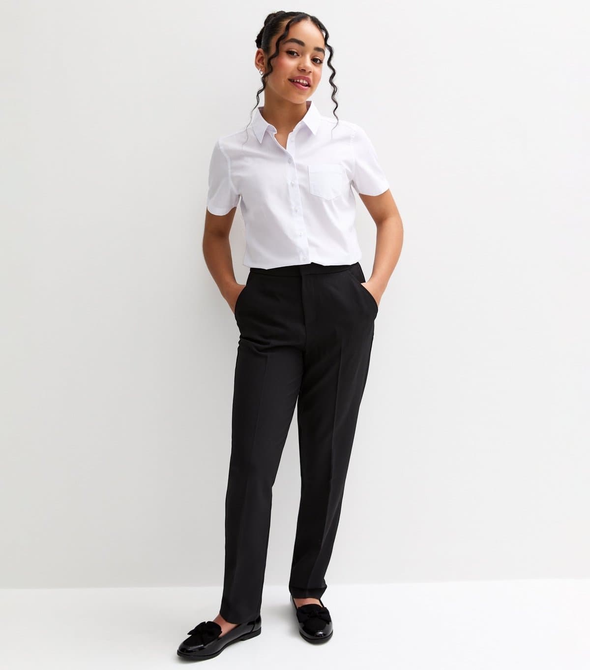 New Look Girls' Black Straight Leg School Trousers New Look