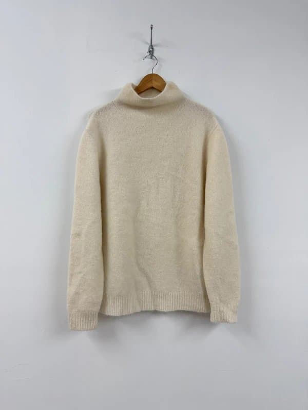 Octobre Editions Octobre Editions Men's Rowan Roll Neck Alpaca Wool Jumper Cream Sweater Size M