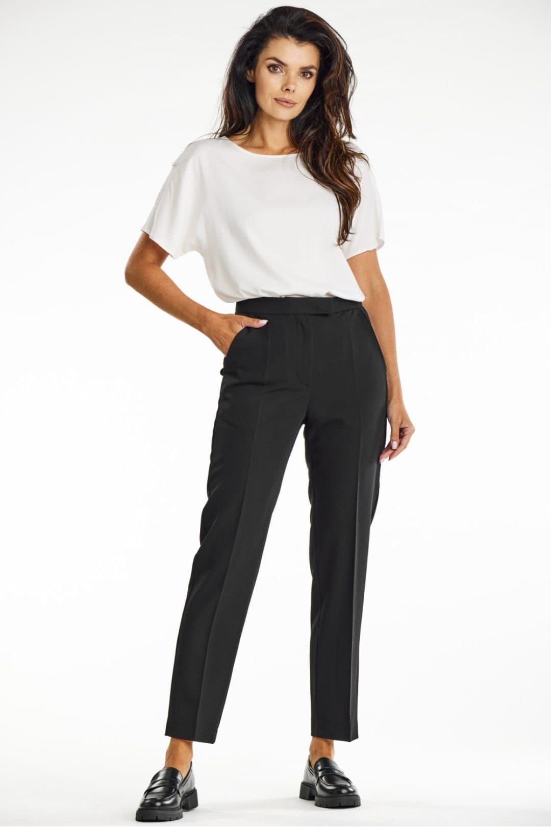 Love Lace Love Lace Women's Elegant Cigarette Trousers in Black