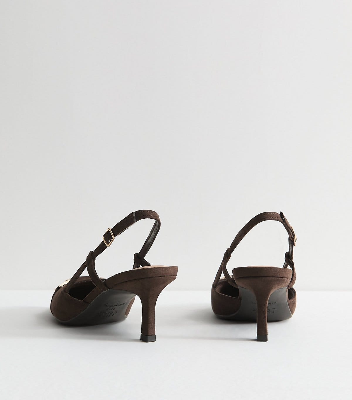 New Look Women's Dark Brown Faux Suede Horsebit Detail Slingback Pumps Vegan New Look - 4