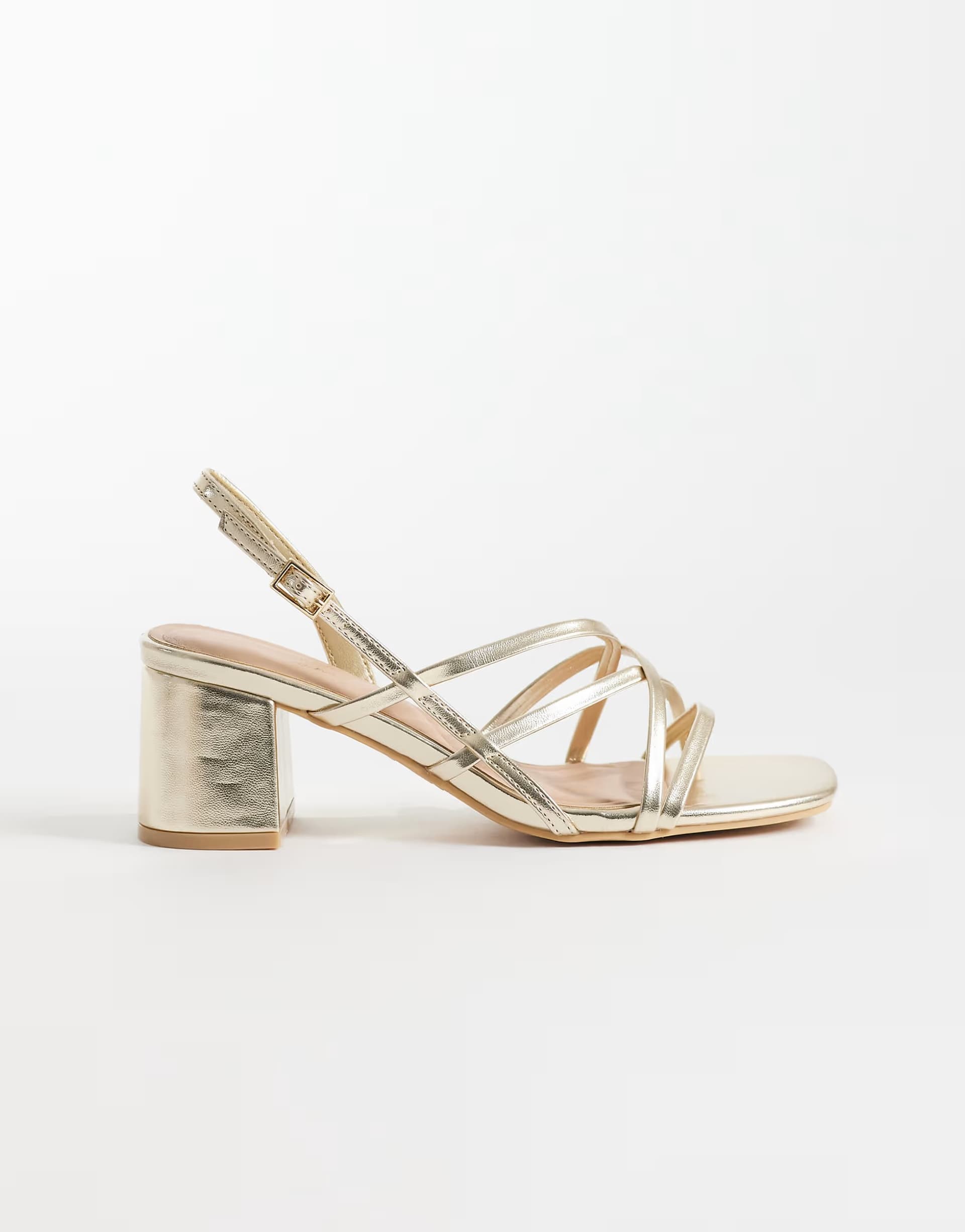 ASOS New Look multistrap block heeled sandal in gold