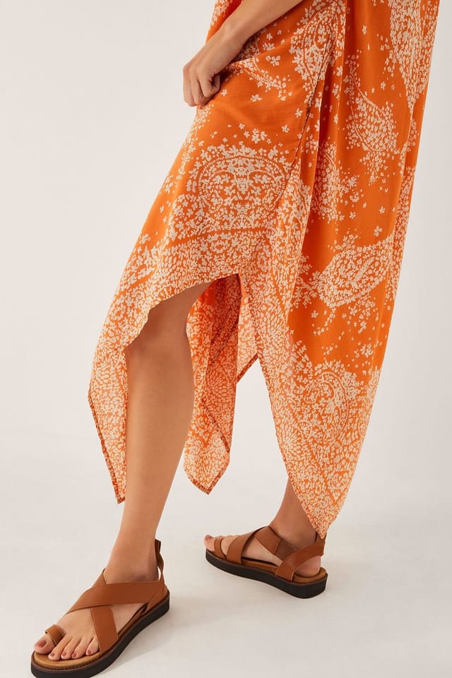 Monsoon Monsoon Women's Madison Paisley Handkerchief Midi Dress Orange - 3