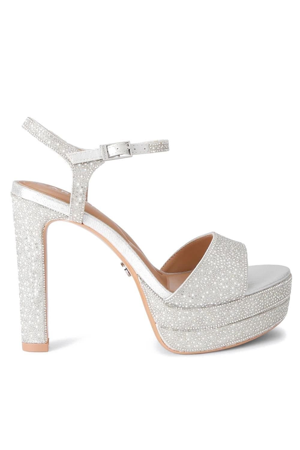 Carvela Carvela Women's 'Isadora Jewel Platform' Fabric Heels in Silver