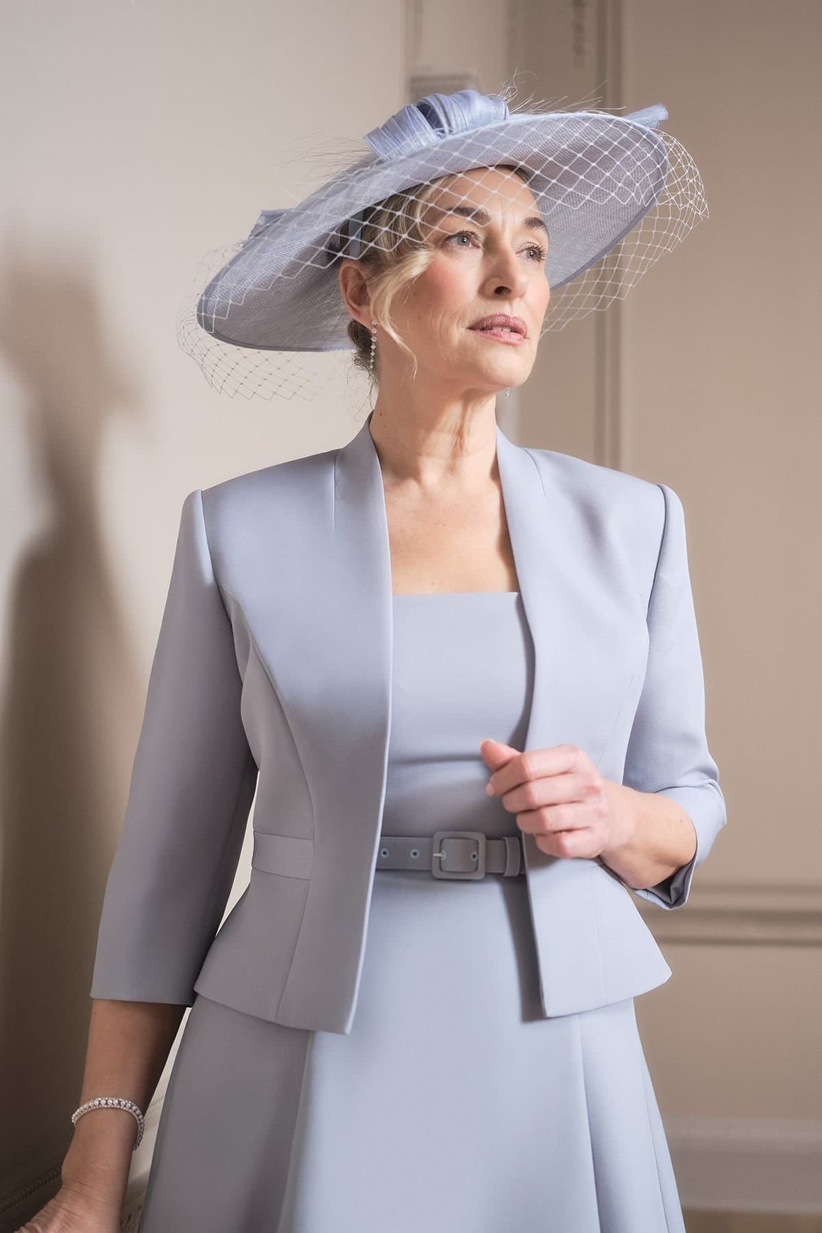 Coast Coast Women's Lisa Tan Tailored Cropped Jacket in Light Blue