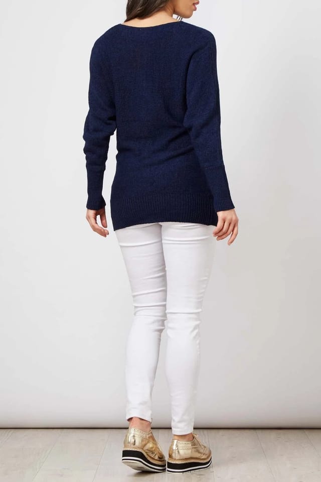 Blue Vanilla Fine Gauge Tape Batwing Jumper - 2