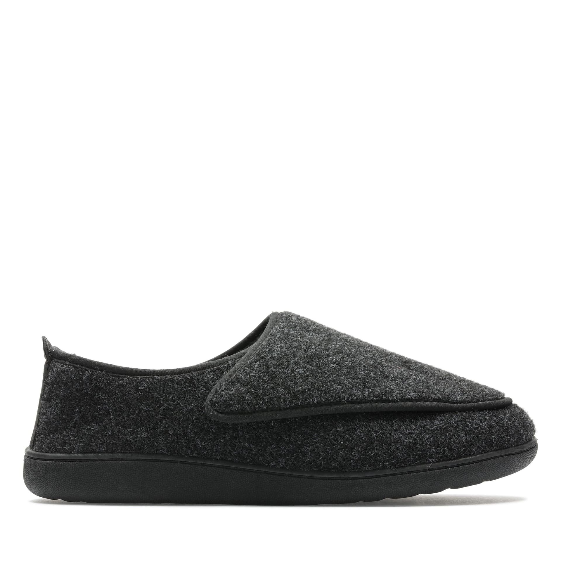 Clarks Clarks Men's King Riptape Slipper Dark Grey Felt Slip Ons, Slippers