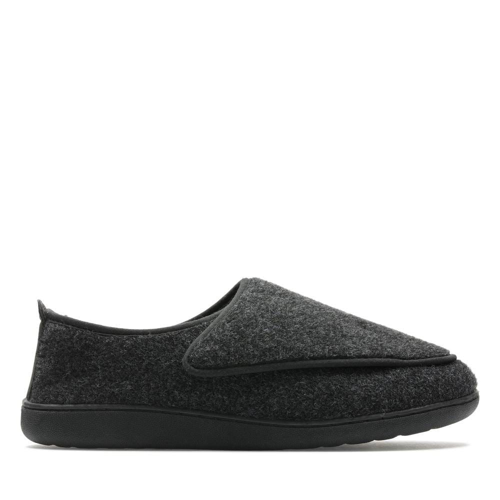 Clarks Clarks Men's King Riptape Slipper Dark Grey Felt Slip Ons, Slippers - 4