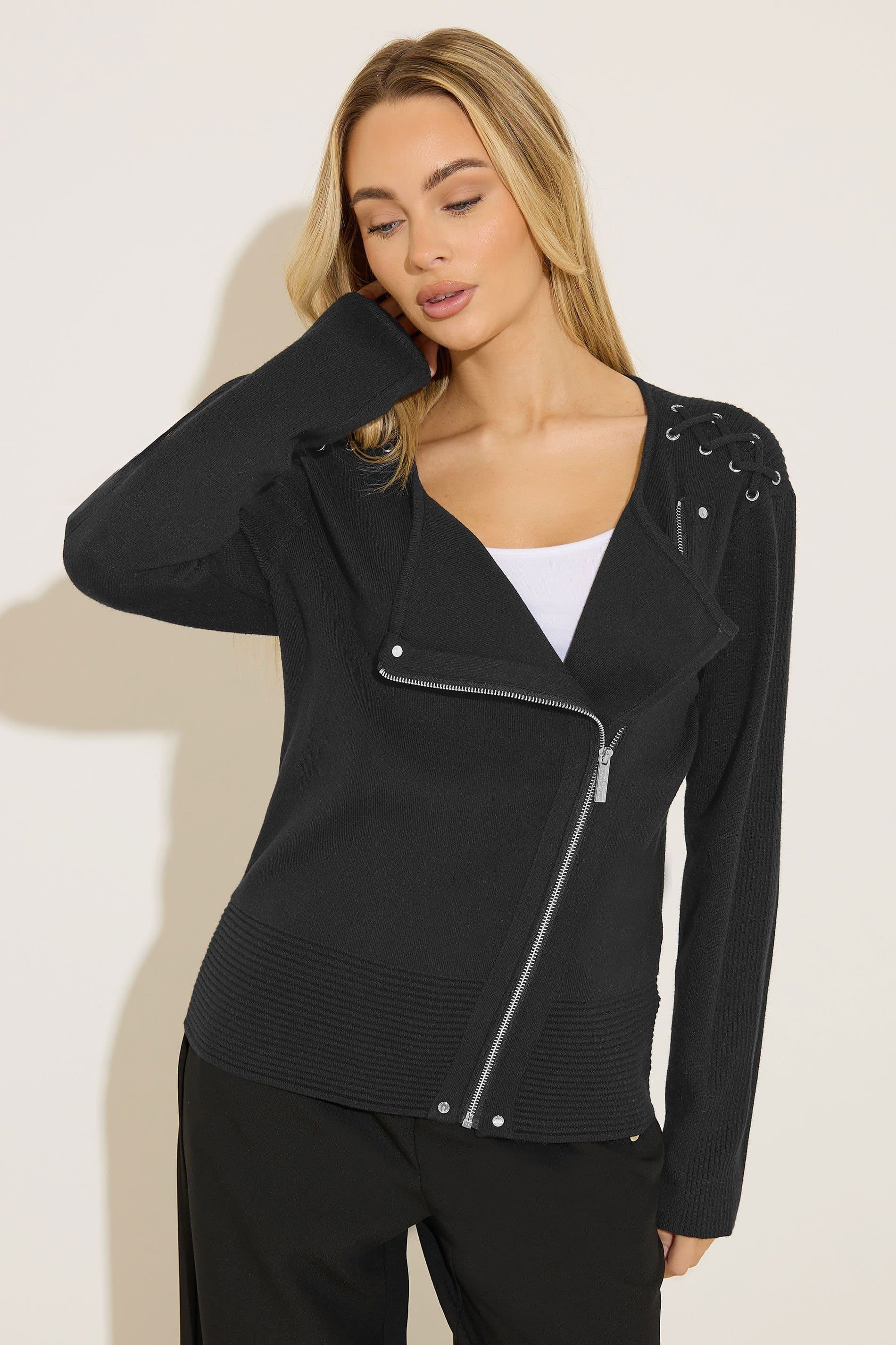 Star by Julien Macdonald Star by Julien Macdonald Women's Knitted Biker Cardigan in Black