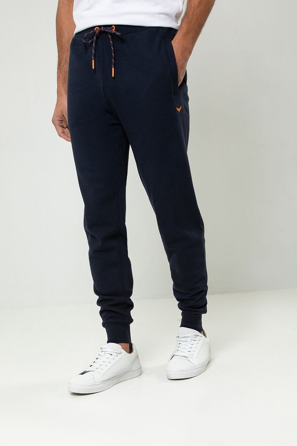 Threadbare Threadbare Men's Cotton Blend 'Trifoliate' Joggers in Navy - 2