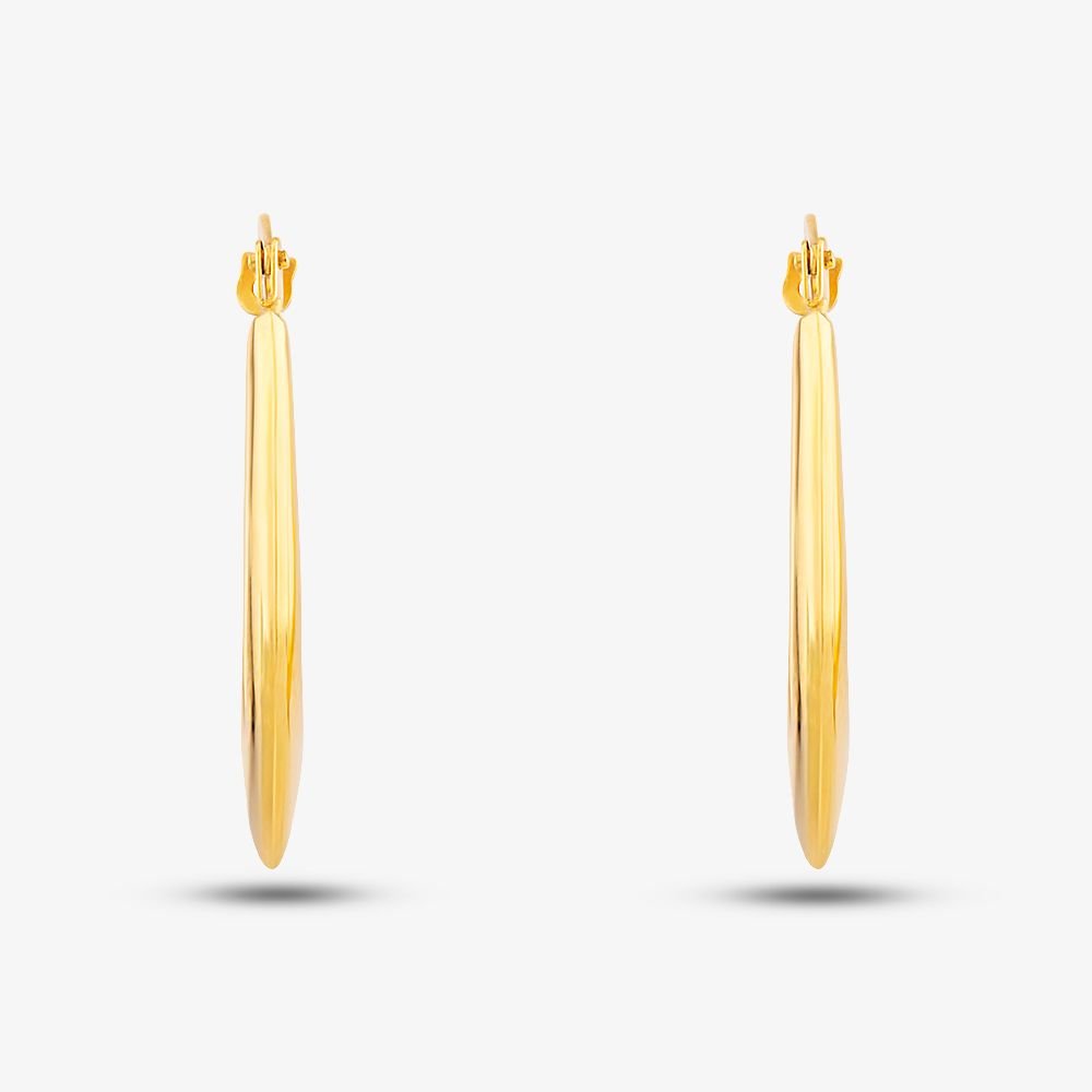 T.H.Baker T.H.Baker Women's 9ct Yellow Gold Plain Graduated Oval Creole Earrings UER118Y - 2