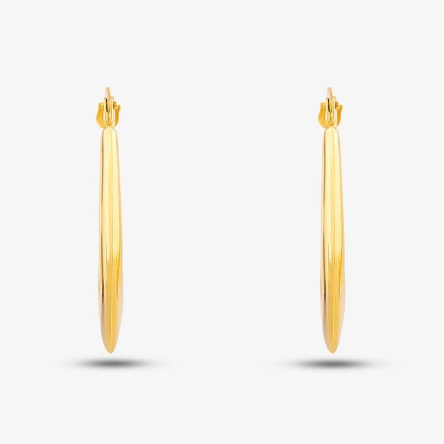 T.H.Baker T.H.Baker Women's 9ct Yellow Gold Plain Graduated Oval Creole Earrings UER118Y - 2