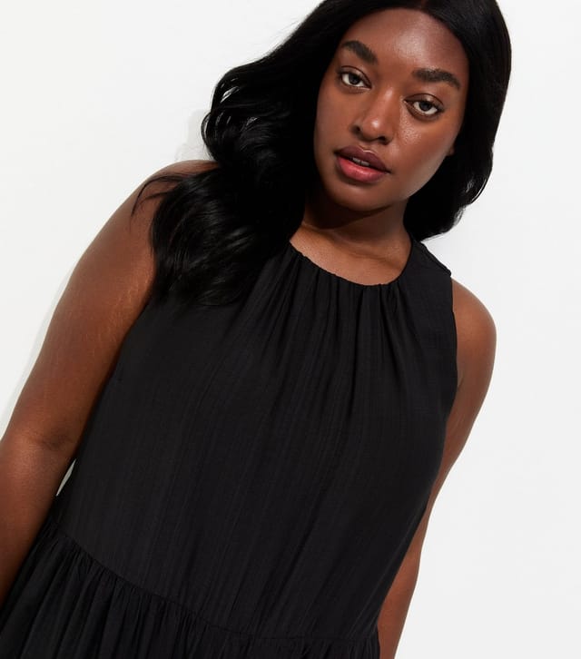 New Look Women's Plus Size Black Drop Waist Sleeveless Dress Curves New Look - 2