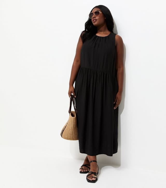 New Look Women's Plus Size Black Drop Waist Sleeveless Dress Curves New Look - 3
