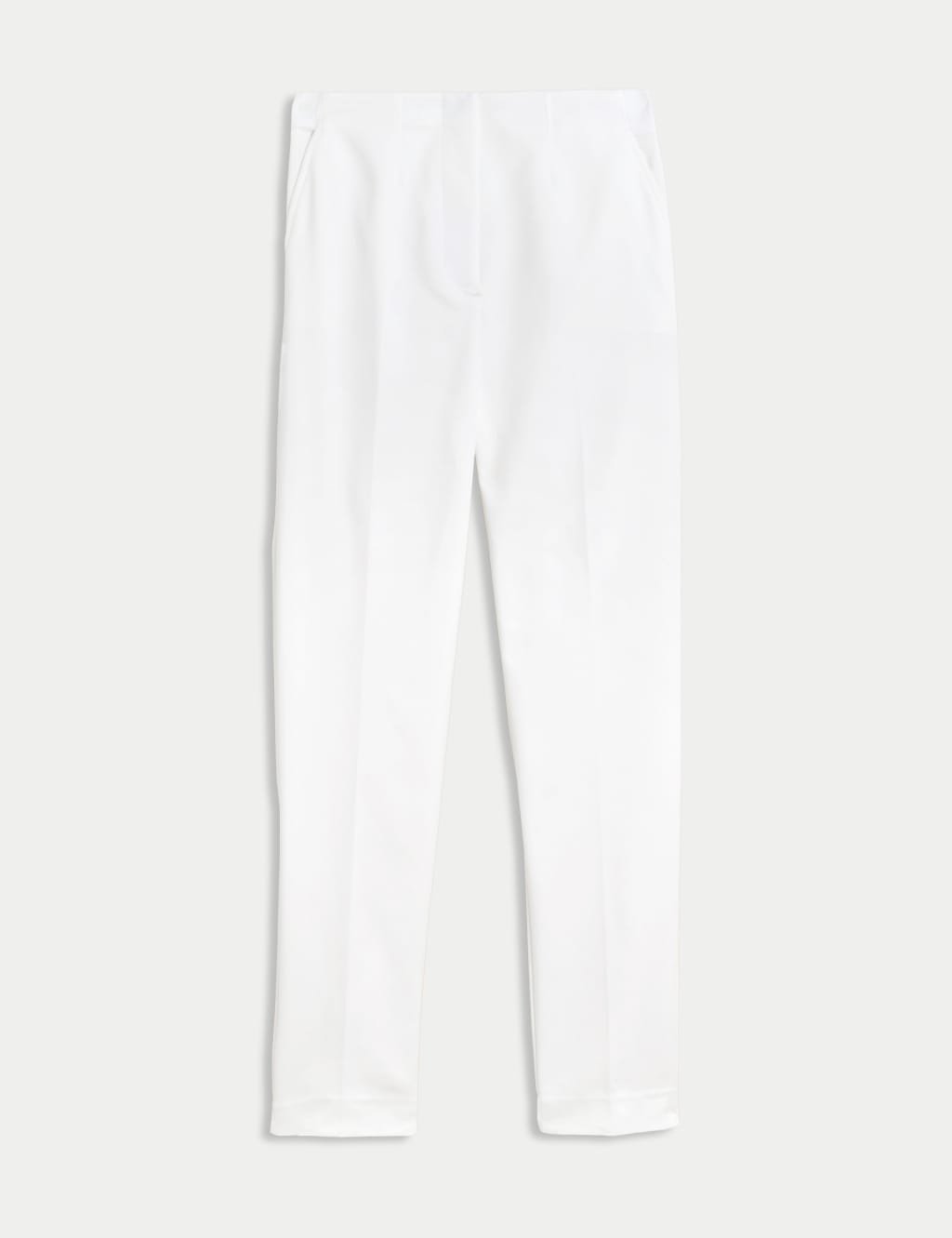 Marks & Spencer M&S Cotton Blend Slim Fit Ankle Grazer Trousers Ivory - 2
