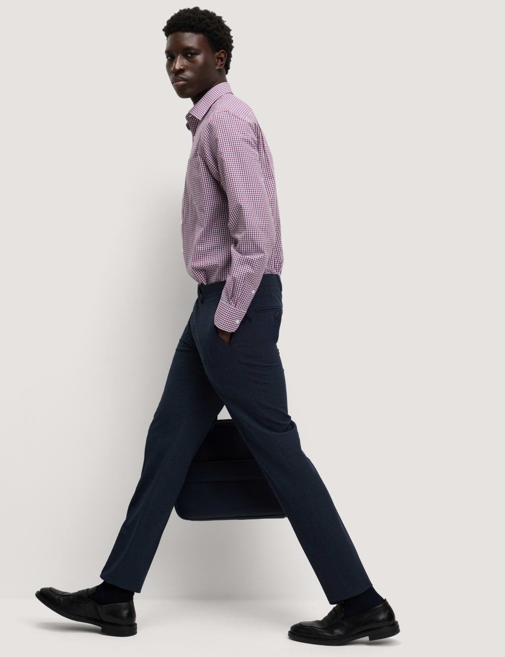 Marks & Spencer M&S 2 Pack Regular Fit Easy Iron Check Shirts Red Mix - 3