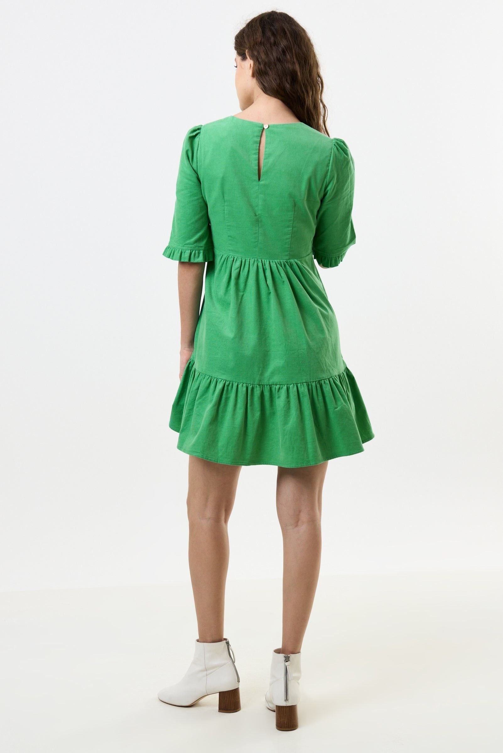 Louche Louche Women's Sassa Lightweight Baby Cord Tiered Mini Dress - Green - 2