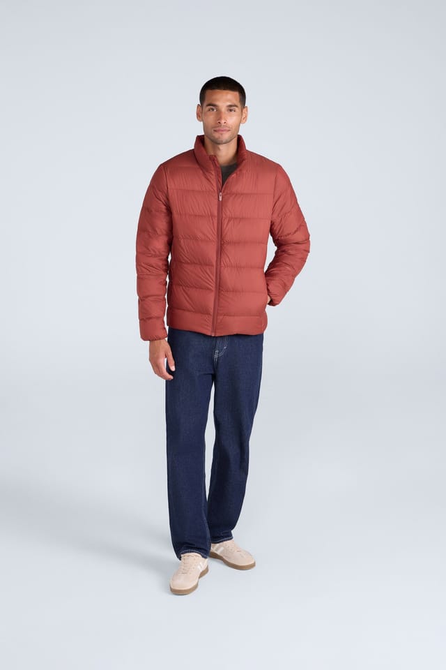 Animal Animal Men's Lightweight Water Resistant Packable Warm Hooded Puffer Down Jacket in Red - 2