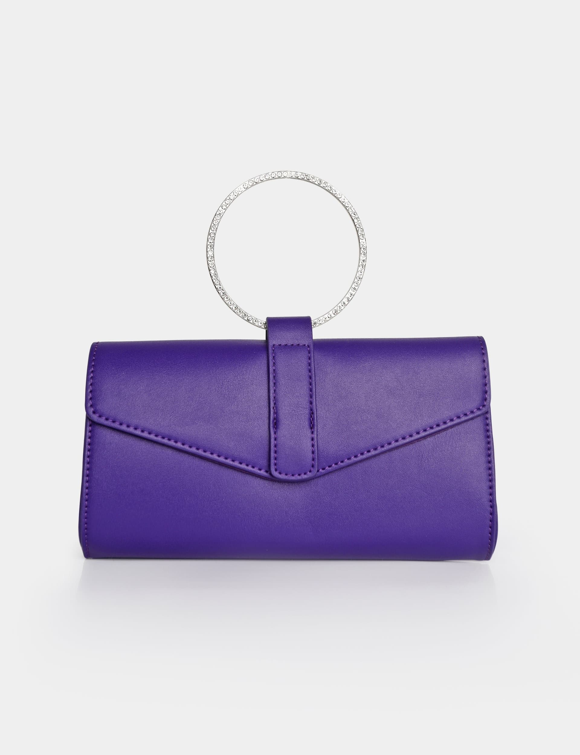 Public Desire Public Desire UK Purple Diamante Handle Envelope Clutch