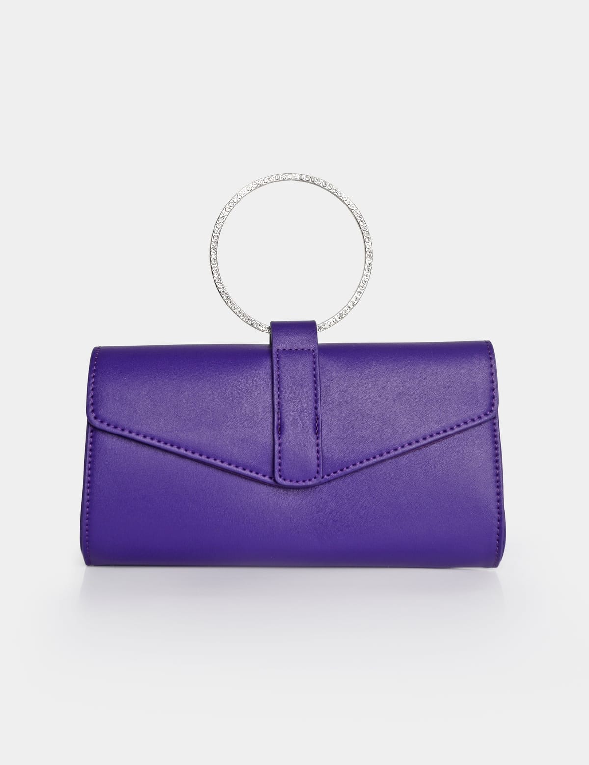 Public Desire The Pammy Purple Pu Diamante Handle Envelope Clutch - 1