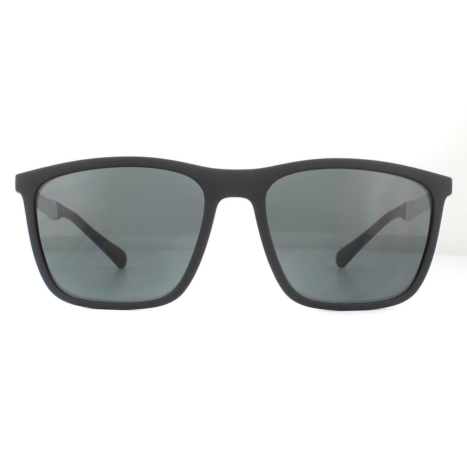 Emporio Armani Emporio Armani Men's Rectangle Rubber Black Grey Sunglasses