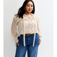 New Look Women's Plus Size White Floral Print Ruffle Trim Blouse Curves New Look - 3