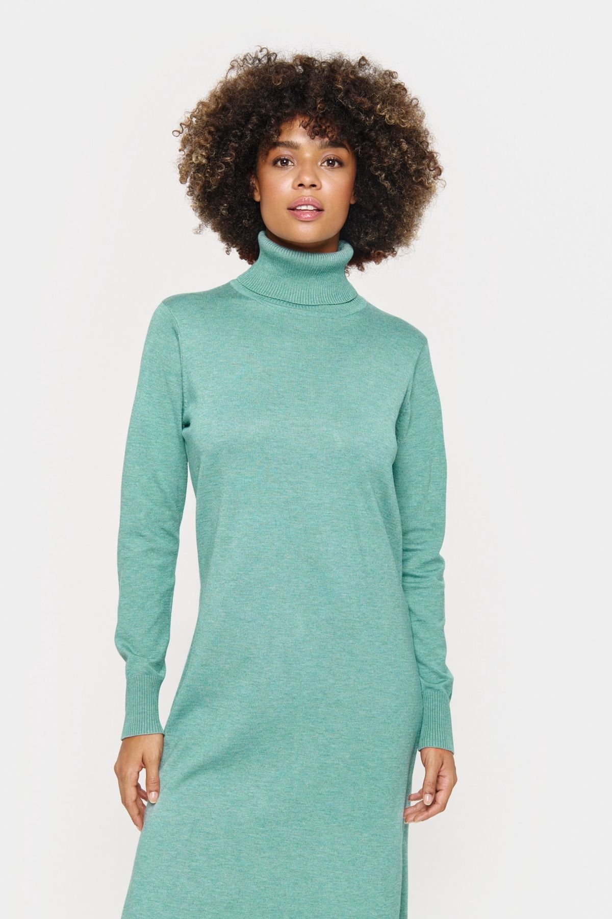 Saint Tropez Saint Tropez Women's Mila Rollneck Knitted Midi Dress in Duck Egg Blue - 3