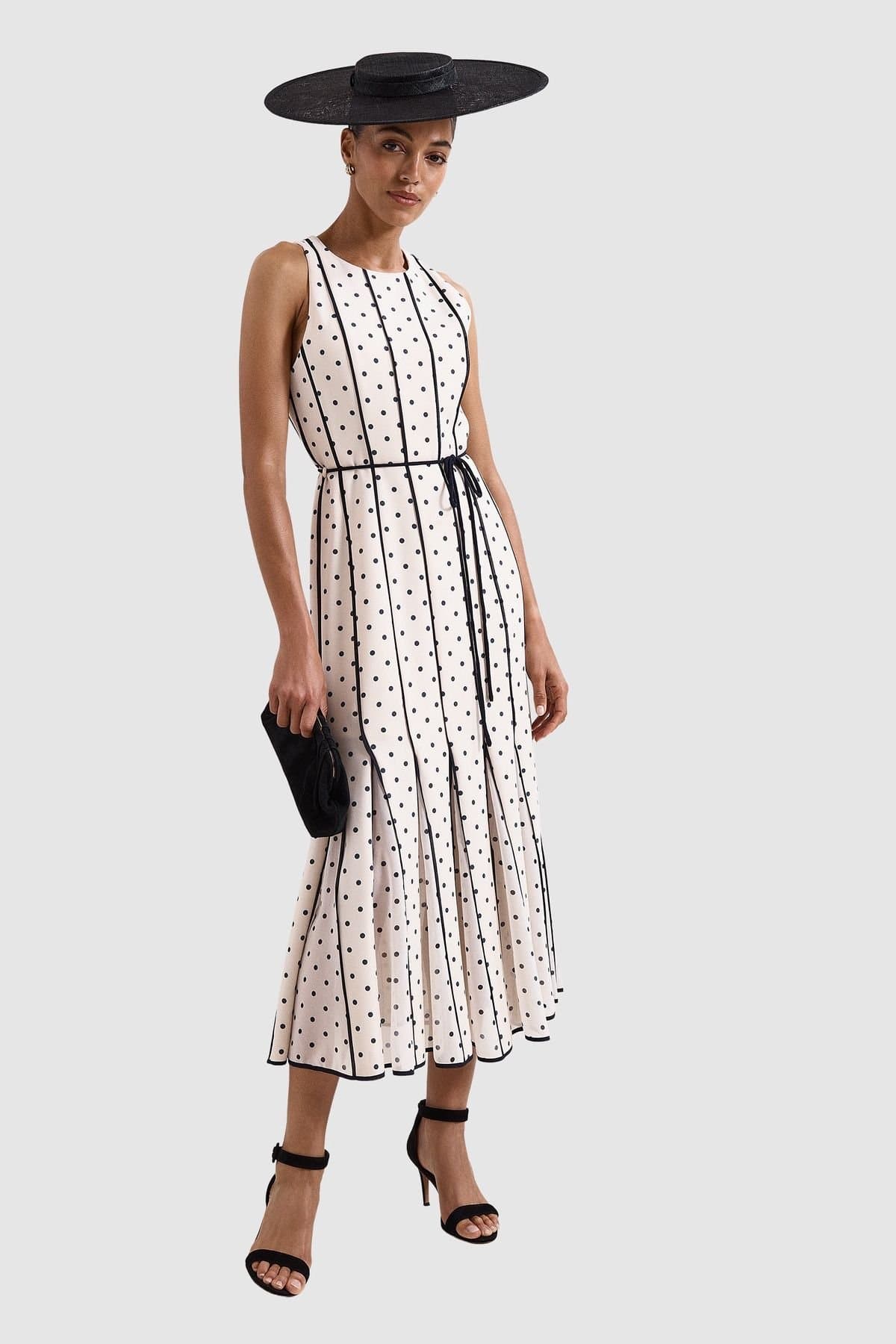 Phase Eight Phase Eight Women's Kimberly Polka Dot Pleated Midi Dress in Off-White