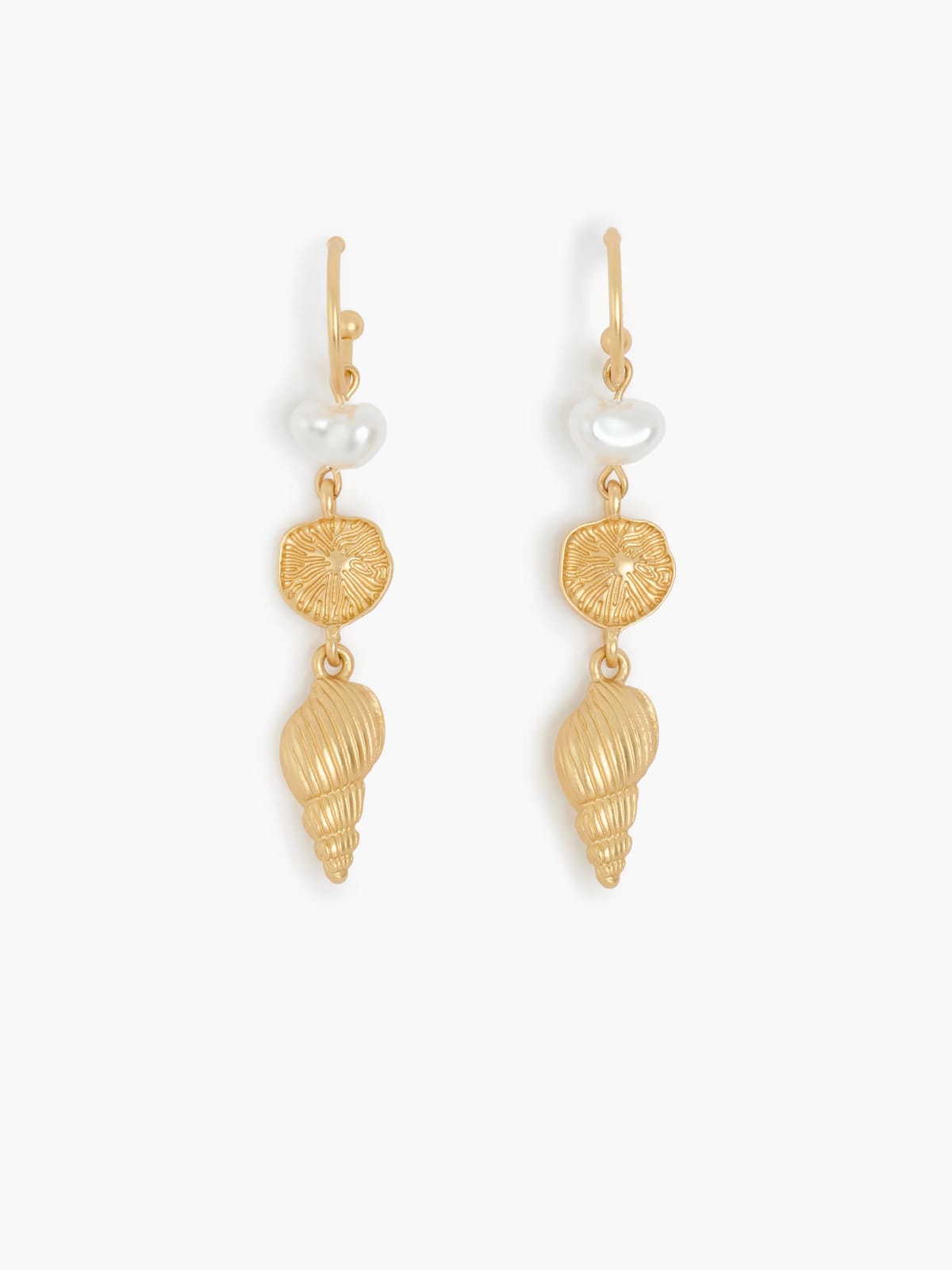 French Connection Gold Sea Charm Drop Hoop EarringsGold Multi - 1