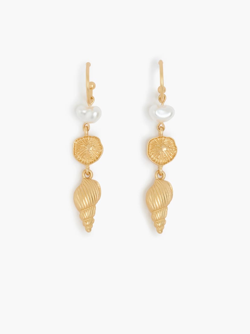 French Connection Gold Sea Charm Drop Hoop EarringsGold Multi - 1
